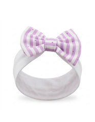 Bata para bebésa Rayas Lila con Detalles de Puntos y bandana a Juego