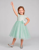 Vestido de Gala Gerat Verde Menta| Lentejuelas en Degradé y Tul con Brillo
