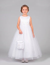 Vestido de Primera Comunión para Niña Blanco con Tul y Bolsa Gerat