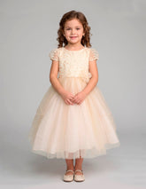 Vestido Elegante Champagne u Oro para Niña Gerat