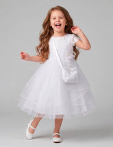 Vestido de Primera Comunión para Niña Blanco Gerat con Encaje y Tul