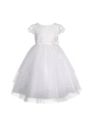 Vestido de Primera Comunión para Niña Blanco Gerat con Encaje y Tul