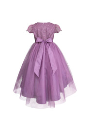 Vestido de Fiesta para Niña Color Lila Gerat con Tul y Brillos