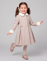 Abrigo Beige para Niña Gerat con Cuello Afelpado