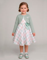Vestido con Suéter para Niña Gerat en Cuadros Pastel Menta