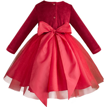 Vestido de fiesta para niñas manga larga rojo Gerat