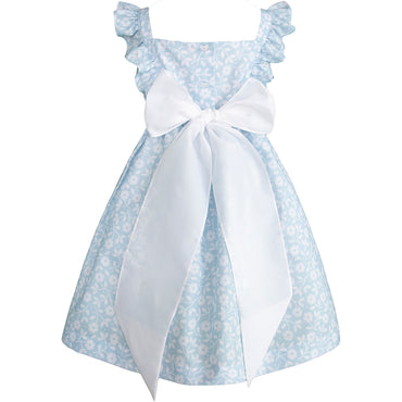 Vestido de niña Gerat estampado de flores azul cielo