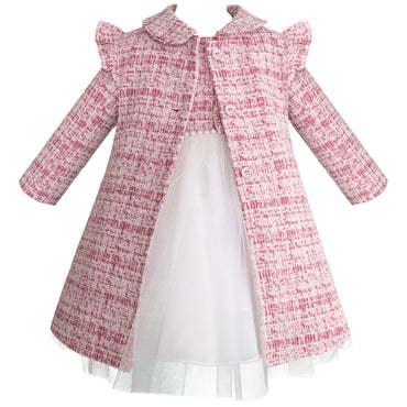 Vestido y abrigo para niñas 2 y 3 años color rosa Gerat