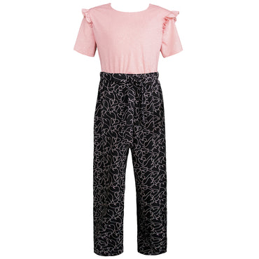 Conjunto de pantalón negro con blusa rosa para niña Gerat