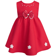 Vestido de Fiesta Rojo con Lazo y Detalles de Perlas para Niña Gerat