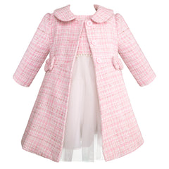 Abrigo de Fiesta para Bebé Niña en Tweed Rosa Tallas 12 y 18 Meses | Gerat