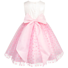 Vestido Rosa de Fiesta para Niña con Estrellas y Moño | Gerat