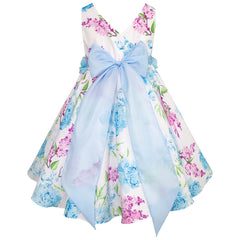 Vestido Floral Azul y Lila para Niñas de 4 a 10 Años Gerat