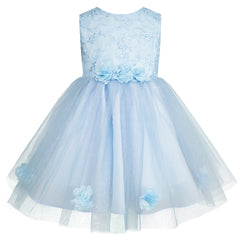 Vestido de Fiesta Azul para Niñas de 3 a 10 Años - Gerat