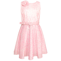 Vestido Junior Rosa Elegante con Cinturón para Niñas de 8 a 12 Años | Gerat
