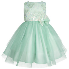 Vestido Gerat Verde Pastel con Flores para Niñas de 2 a 6 Años