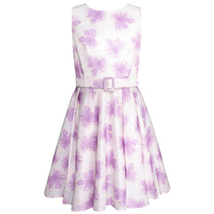 Vestido Gerat Lila Juvenil con Cinturón para Niñas de 8 a 12 Años