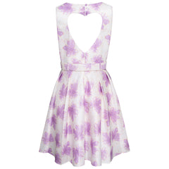 Vestido Gerat Lila Juvenil con Cinturón para Niñas de 8 a 12 Años