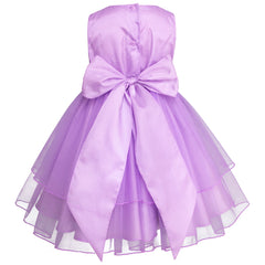 Vestido Gerat Lila de Fiesta con Tul y Flor para Niñas de 3 a 8 Años