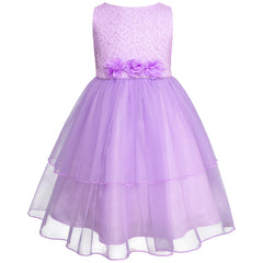 Vestido de Fiesta Lila con Encaje y Tul para Niñas de 3 a 8 Años - Gerat