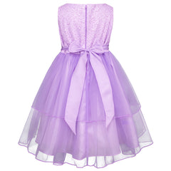 Vestido de Fiesta Lila con Encaje y Tul para Niñas de 3 a 8 Años - Gerat