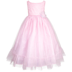 Vestido Rosa Largo de Fiesta para Niña Tallas 3 a 10 | Gerat