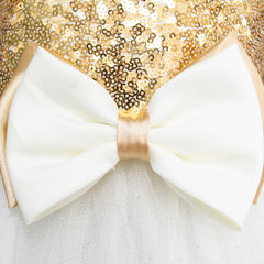 Vestido de Fiesta Gerat Blanco y Dorado con Tul y Lentejuelas para Niñas
