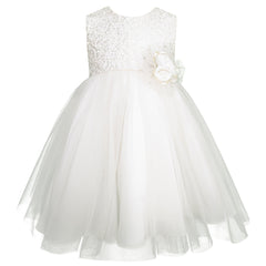 Vestido Gerat de Bautizo para Bebé con Tul y Encaje Blanco