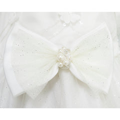 Vestido Blanco de Primera Comunión para Niña con Moño y Flores | Gerat