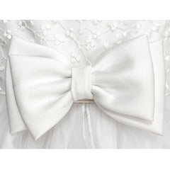 Vestido de Primera Comunión para Niña con Flores y Moño Tallas 10-14 | Gerat