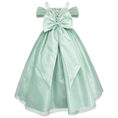 Vestido de Fiesta Verde para Niña con Mariposas y Moño – Gerat
