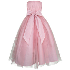 Vestido Rosa Largo de Fiesta para Niña con Moño | Gerat