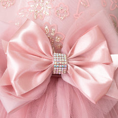 Vestido Rosa Largo de Fiesta para Niña con Moño | Gerat