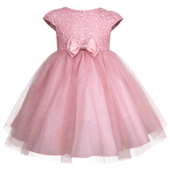 Vestido Rosa de Fiesta para Niña con Moño Grande Tallas 2 a 6 | Gerat