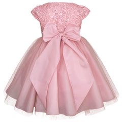 Vestido Rosa de Fiesta para Niña con Moño Grande Tallas 2 a 6 | Gerat