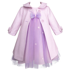 Conjunto Abrigo y Vestido de Fiesta para Bebé Niña Lila y Rosa - Gerat