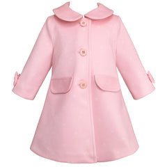 Abrigo rosa para bebé niña Gerat con cuello y detalles de moño