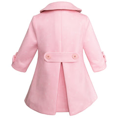 Abrigo rosa para bebé niña Gerat con cuello y detalles de moño