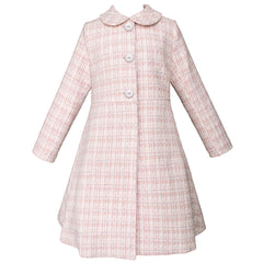 Abrigo de Fiesta para Niña en Rosa Pastel con Textura Tipo Tweed – Gerat