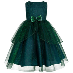 Vestido verde esmeralda para niñas Gerat – Fiesta con moño