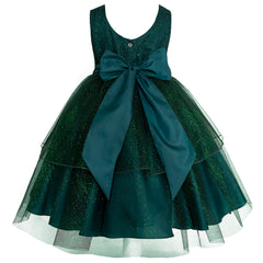 Vestido verde esmeralda para niñas Gerat – Fiesta con moño
