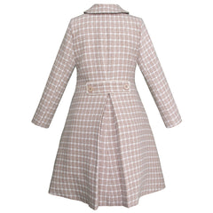 Abrigo Juvenil Cuadro Escocés Café y Blanco para Niña - Gerat