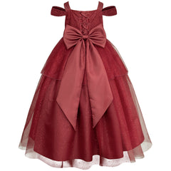 Vestido de Fiesta Largo Color Vino para Niñas | Gerat