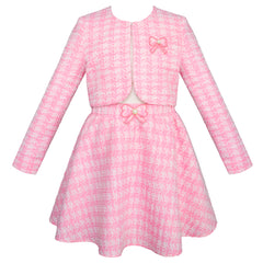 Conjunto Elegante para Niñas Gerat con Falda, Blusa y Saco Rosa