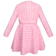 Conjunto Elegante para Niñas Gerat con Falda, Blusa y Saco Rosa