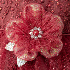 Vestido de Fiesta Color Vino para Niña con Tul y Flores | Gerat