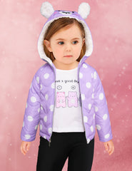 Conjunto para Niñas Gerat 2 a 3 Años con Chamarra Lila de Lunares, Blusa y Leggings