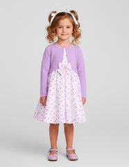 Vestido Lila para Niña con Bolero Tejido y Moño — Gerat