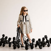 Conjunto de falda, saco y blusa en tweed beige y negro - Gerat | Tallas 6, 8, 10 y 12