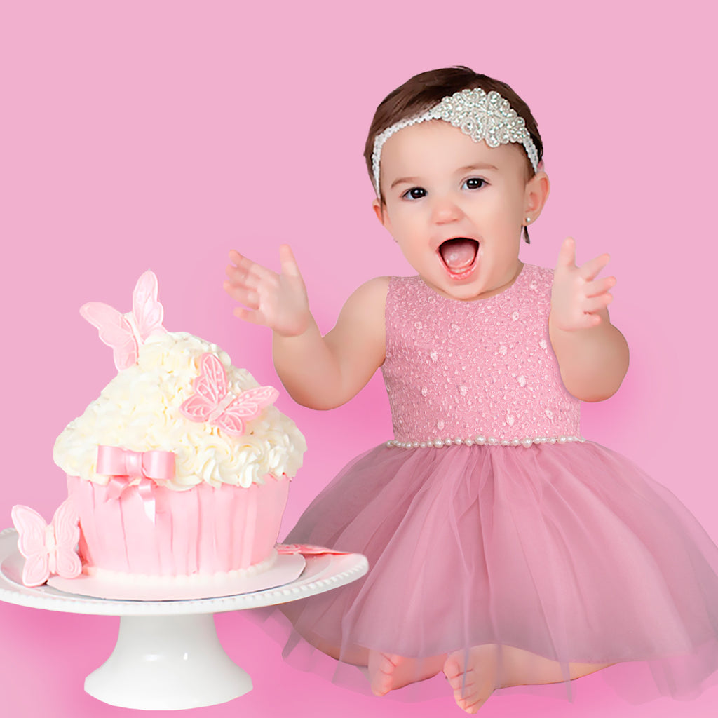 Vestido Gerat para bebé de fiesta color rosa – Infants Boutique